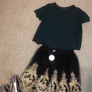SCALLOPED FOREST GREEN CROP TOP SUMMER MEDIUM